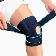 Adjustable Non Slip Open-Patella Compression Wrap Knee Support with Patella Gel Pads,Knee Brace with Side Stabilizers for Knee Pain, for Man and Woman Sports Workout Gym Running Basketball (L)