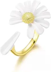 [Generic] Flower Ring Gold Rings for Women Adjustable Open Rings Cute Small Daisy Statement Ring Chunky Finger Knuckle Ring Fall Plants Ring Autumn Jewelry