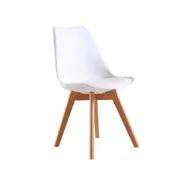 Foret Padded Retro Replica Six Dining Chairs Cafe Kitchen Beech Cafe White