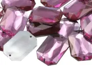 25X18Mm Pink Lt. CH13 Flat Back Octagon Sew on Beads for Crafts Plastic Acrylic