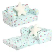 Extra Wider Seating Toddler Couch 2-in-1 Toddler Soft Couch Fold Out with Sta...