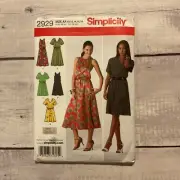 Simplicity 2929 Sewing Pattern Dress Sleeveless Short Sleeves Miss 10-18 UNCUT