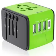 Universal World Travel Adapter 3 USB + Type-C Charger US/UK/EU/AU Plug Converter