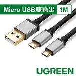 綠聯 1M MICRO USB雙輸出快充傳輸線