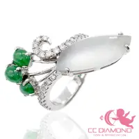 在飛比找momo購物網優惠-【CC Diamond】天然翡翠A貨 18K金 玻璃種戒指(
