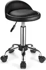 Swivel Rolling Stool Adjustable Height Low Back Drafting Chair Black