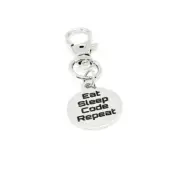 Eat Sleep Code Repeat Clip On Charm, Computer Science CS College Student, New