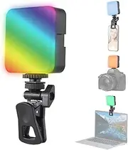 RGB Video Light, LED Camera Light with 3 Cold Shoe Mounts, 90+ High CRI, 3000K-6500K, 500mAh Battery, Photography Selfie Lighting