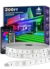 200ft Waterproof LED Strip Lights with Bluetooth App RGB Exterior Rope Lights...