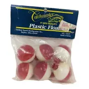 Catchmaster Plastic Fishing Floats Bobbers Red White 1" Round NOS Pack of 6