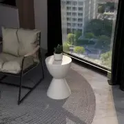 Modern round Side Table with Fiberstone Tabletop and Pedestal Base Accent Table