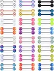 24 Pairs 14G Tongue Rings Nipple Piercing Jewelry Surgical Steel Straight Barbel