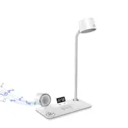 4 in 1 LED Desk Lamp with Wireless Charger Bluetooth Speaker and Alarm Clock-White