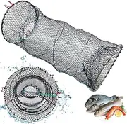2PCS Crawfish Trap 11.8x25.2'' Minnow Trap Foldable Crawdad Portable Crab Cage Net, Fish for Minnow, Crawfish, Shrimp, Lobster, Bait Fish Traps for Bait Crawdad