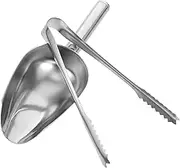 HEALEEP Stainless Steel Ice Tongs and Scoop Set Multi-Function Ice Tool for Bar Buffet for Grains