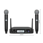 Wireless UHF Dual Channel Microphone System U-band FM Handheld 2Mic For Home KTV