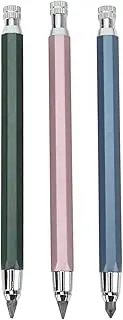 Mechanical Carpenter Pencil Set, 5.6 mm Graphite Refill with Built in Sharpener, Iron Construction for Woodworking, Classroom, Office Marking Tools (Blue Pink Green)