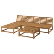 NÄMMARÖ 3-seat conversation set, outdoor/light brown stained, 243 cm