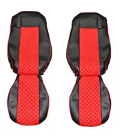 Left + Right Black with Red Eco Leather Seat Covers for Ford F-Max 2018+ trucks
