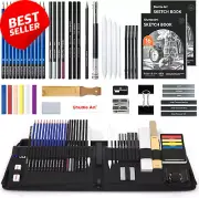 52PC Drawing Kit, Professional Art Set with Pencils, Charcoal & Drawing Pad