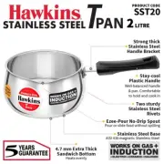 Hawkins 2 Litre Tpan, Stainless Steel Tea Pan, Induction Sauce Pan, Chai Pan