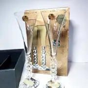 Cristal d'Arques Crystal Millennium Champagne Glasses Set of Two Year 2000