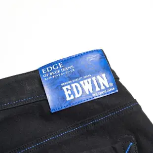 【EDWIN】男裝 加大碼 EDGE JERSEYS 迦績合身牛仔短褲(黑色)