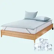 YOUR MOON Cooling Mattress Protector Queen Size 3 Piece Set, Smooth Noiseless Cooling Mattress Pad Cover, Ultra Cold Tech Fiber Cool Bed Mattress Cover 16'' Deep Pocket(Blue)