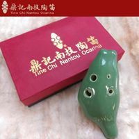 【非凡樂器】台灣南投鼎記陶笛/傳統式中音六孔系列/C調/台灣造型/綠/各色可選/北區總經銷