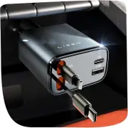Retractable Car Charger USB C 69W Cigarette Lighter Adapter Fast Charging Road