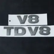 1x V8 + 1x TDV8 Gray Matte Plastic Decal Badge Emblem Sticker Turbo 3D Diesel V6 (for: Renault)