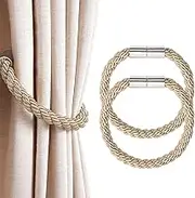 Heatunk 2 Pack Modern Magnetic Curtain Tiebacks – Stylish Drapery Holdbacks for Home and Office Windows – Decorative Rope Weave Design for Thin or Thick Curtains (Bronze)