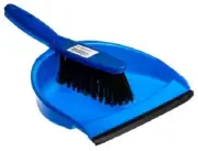 4x RS Pro DUST PAN & BRUSH SETS Soft Bristles, Rubber Lip, Hanging Hook BLUE