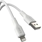[EFCAS2U993WHI] 2m USB-A to Lightning Braided Power and Data Cable ultra-strong fibres White