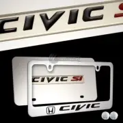 3D HONDA CIVIC SI Stainless Steel License Plate Frame w/ Cap - 2pcs Front & Back