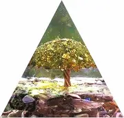 Handmade Tree of Life Orgonite Pyramid Charoite with Peridot Stone Positive Reiki Chakra Energy Generator Protection Crystal Healing Orgone Collection