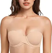 MELENECA Women’s Heavy Padded Convertible Multiway Underwire Push Up Strapless Bra