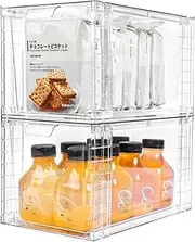 [Zero Zoo] 2Pack Large Stackable Storage Drawers,Clear Acrylic Organizers with Handle,Easily Assemble for Kitchen Undersink,Bathroom,Cabinet,Makeup,Closet,Medicine,Pantry Organization Bins