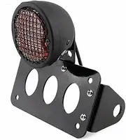 Motorcycle License Plate Bracket Universal 12V Motorcycle Side Mount LED Tail Light w/License Number Plate Bracket For Harley for Bobber(Black)