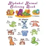 ALPHABET ANIMAL COLORING BOOK: HAPPY LEARNING ALPHABET COLORING BOOK. BABY PRESCHOOL ACTIVITY BOOK FOR KIDS TRACING LETTERS WITH LOVELY SWEET ANIMALS