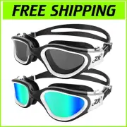 Durable Swim Goggles with 3D Seal and Adjustable Strap - 2 Packs for All Levels
