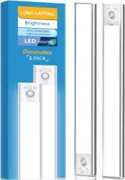 LED Motion Sensor under Cabinet Lights, USB Rechargeable, Battery Operated, 2 Pa