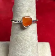 sterling silver stackable ring Size 10 Carnelian Raw