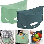 Lvjkes Foldable Stool, Portable 2-in-1 Folding Stool, Foldable, Load Capacity up to 75 kg for Children and Adults, for Bathroom, Camping, Garden, Children's Room, Travel (Blue + Green)