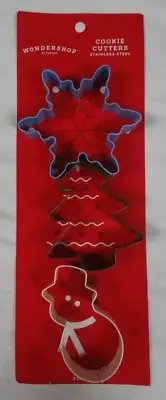 Wondershop Cookie Cutters Stainles Steel Set 3 Snowman Snowflake Tree NEW