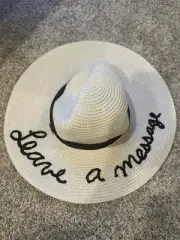 nicole marciano Floppy Straw Hat - Leave A Message Tan With Black How