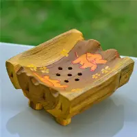 在飛比找Yahoo!奇摩拍賣優惠-詩瑪哈泰國實木雕刻繪花手工香皂盒實木肥皂盒創意四腳帶孔肥皂托