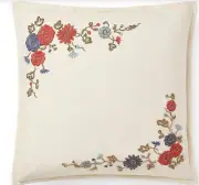 New Ralph Lauren Macall Embroidery Pillow Cover 18x18 Cream Floral Linen