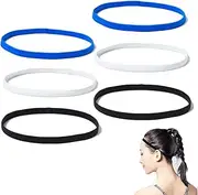 [MKEAWWU] Pack of 6 Men's Hair Bands, Sports Headbands, Children's Boys Football Hairband, Boys, Elastic Hair Band, Non-Slip Headbands, Children's Hair Bands, Women, Thin, Black, White and Blue