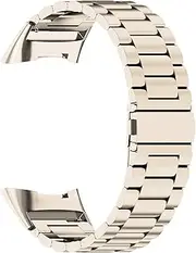 Abanen Stainless Steel Band for Fitbit Charge 6 / Charge 5 Advanced Tracker, Metal Adjustable Length Wristband Strap Compatible with Fitbit Charge 5 for Men and Women